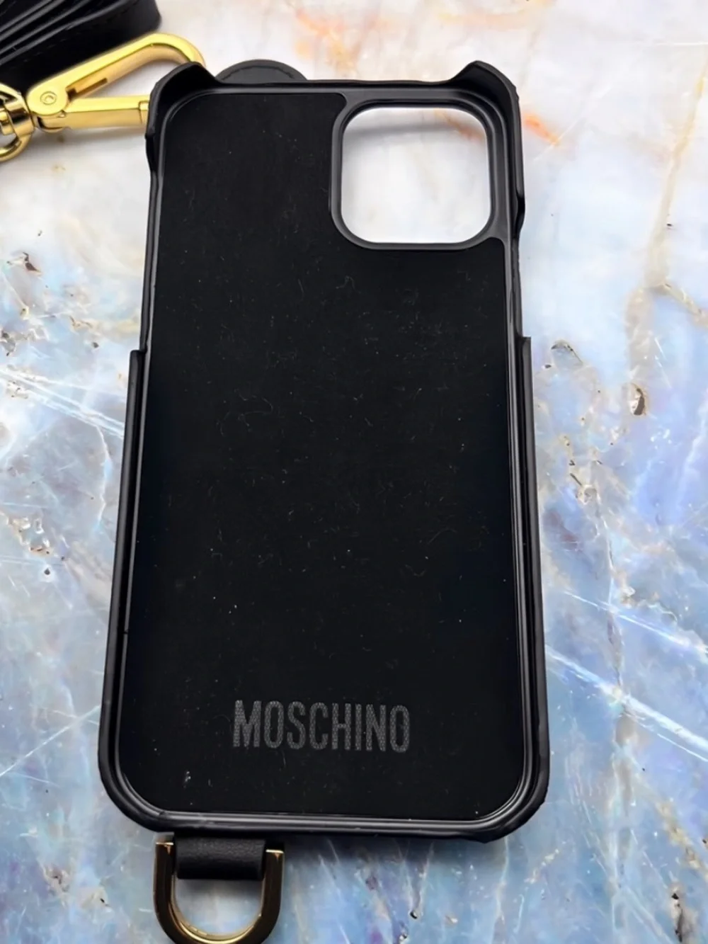 NWT Moschino iPhone 12 12 Pro Gold Logo Crossbody Case